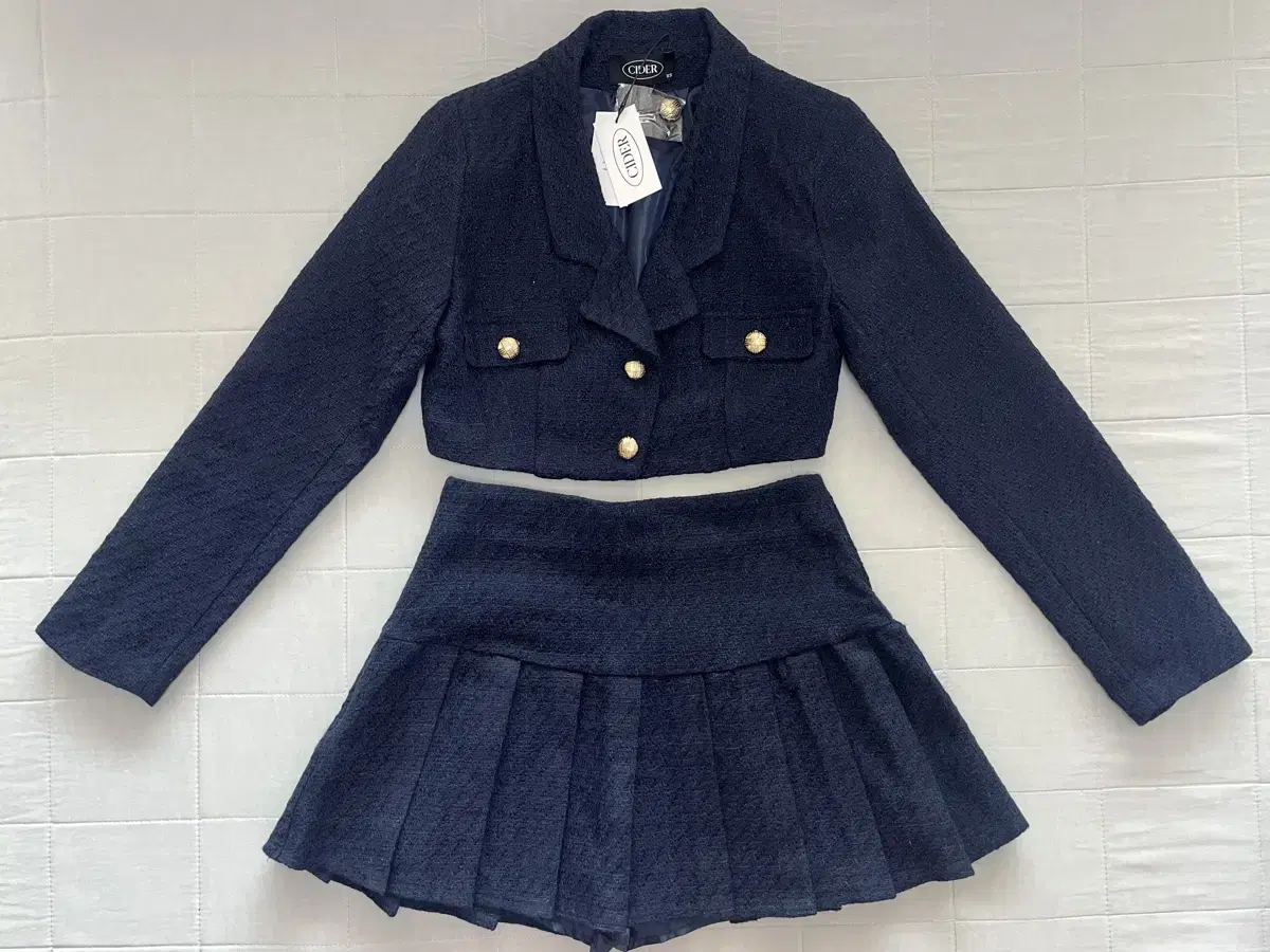 트위드 투피스 LADY BLUE CROP JACKET&SKIRT SET